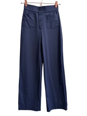 DayStretch High Waisted Pockets Straight Leg Pants Midnight Blue Petite XS